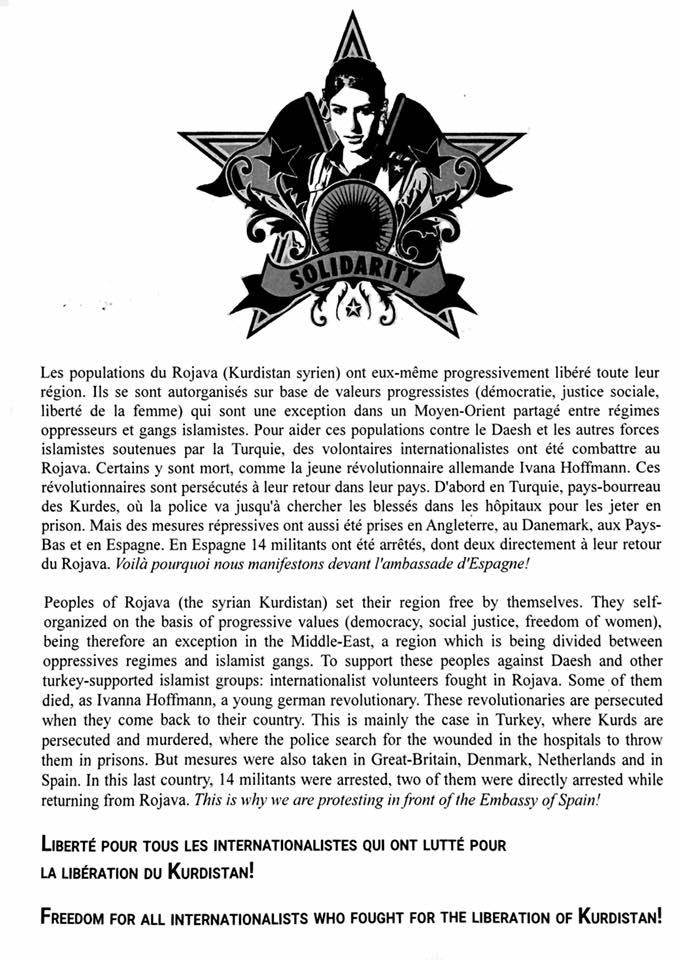 tract en solidarité avec les internationalistes espagnols