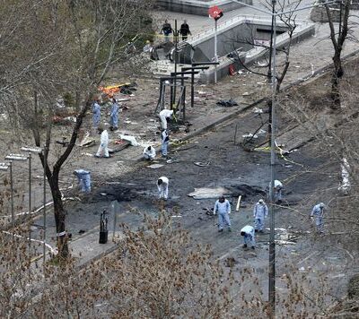 Le lieu de l'explosion à Ankara