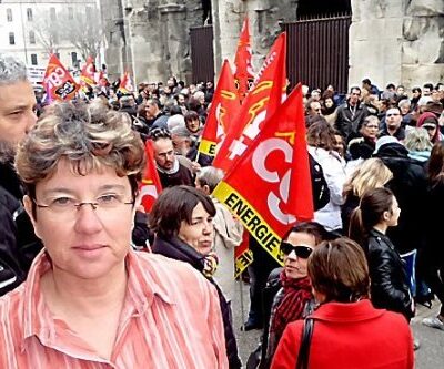 La syndicaliste et la manifestation de soutien