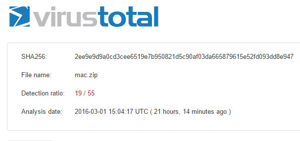 La fiche dédiée chez VirusTotal.