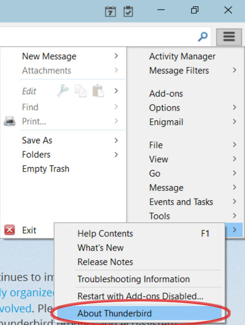 Vérifier votre version de Thunderbird.