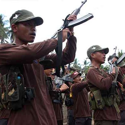 Un groupe de guérilleros lors des dernières libérations