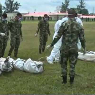 Les corps des combattants de l'ELN à Timbiqui