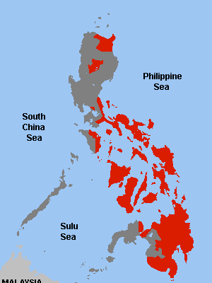 Zones de d'activité de la guérilla maoïste aux Philippines