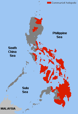 Zones de d'activité de la guérilla maoïste aux Philippines
