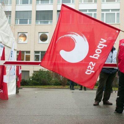 Piquet syndical devant l'hôpital de la Providence