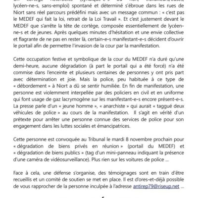 Procès pour un manifestant du 9 mars