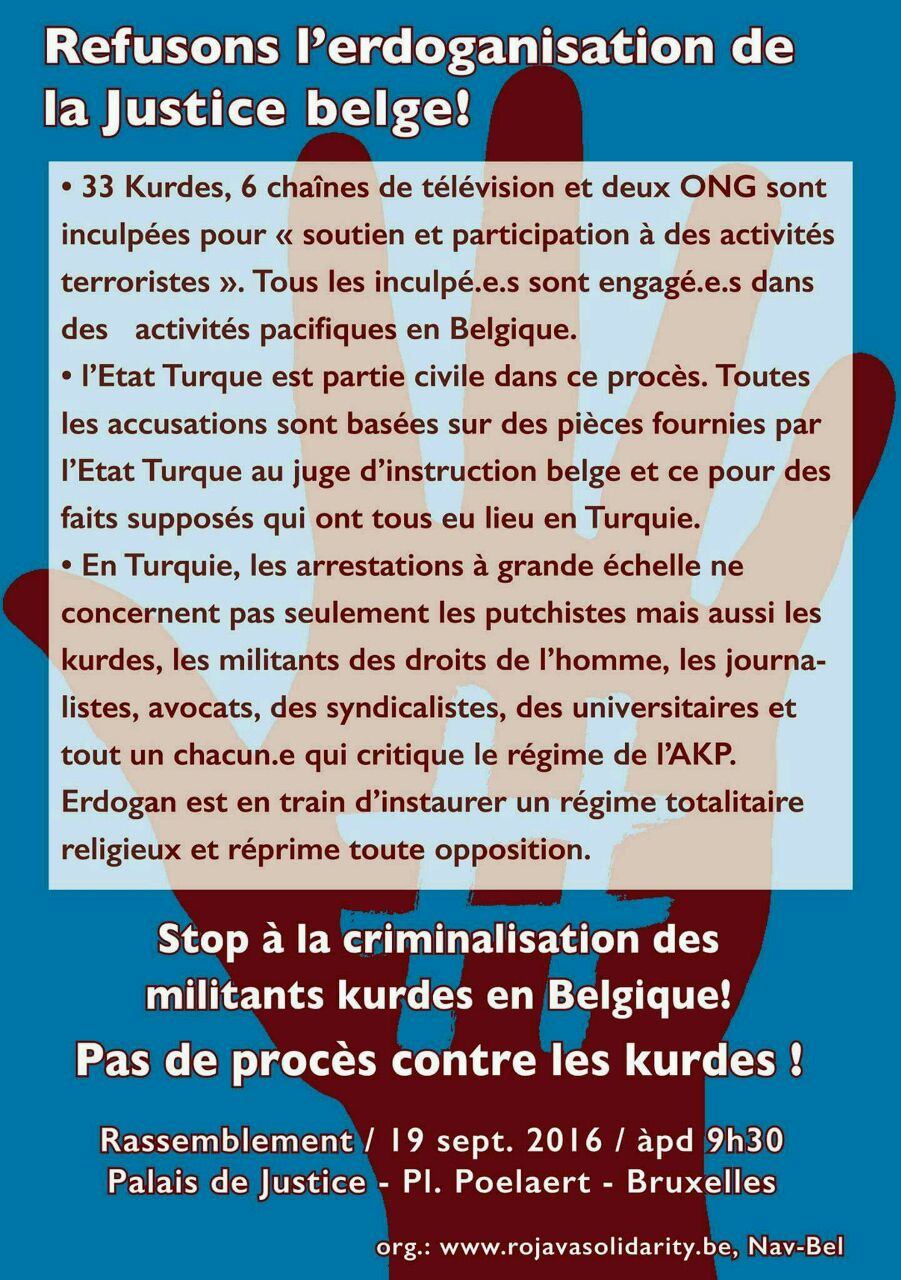 Rassemblement contre la criminalisation du mouvement kurde ce 19/9