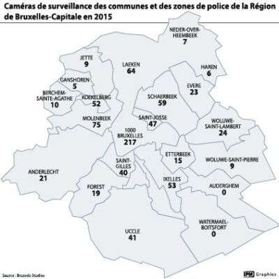 Répartition des caméras de la police en région bruxelloise