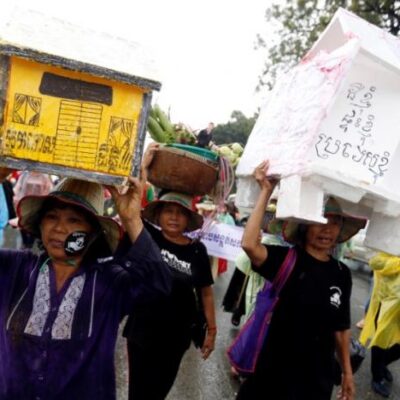 Manifestation contre les expulsions à Phnom Phen