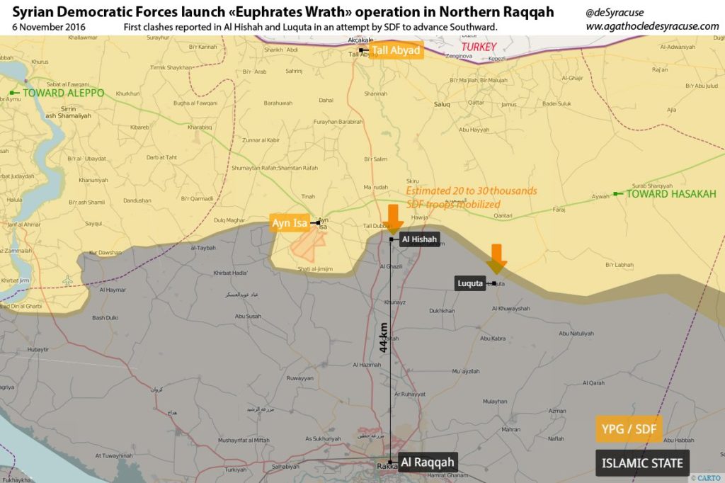 Situation dans la province de Raqqah au 6 novembre 2016