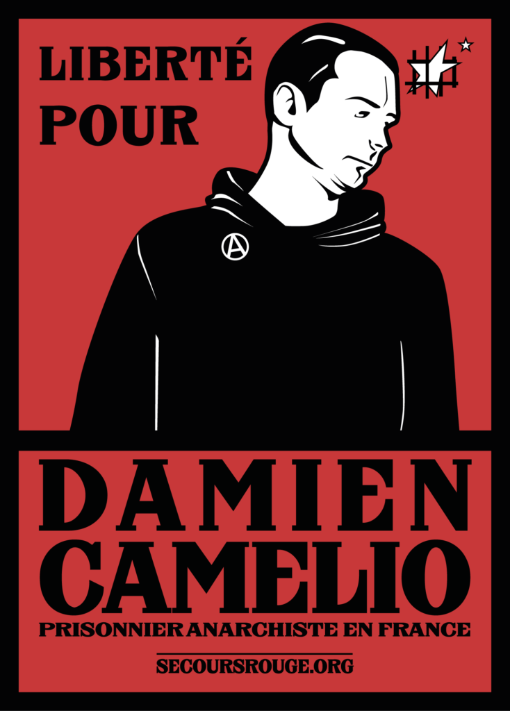 Un sticker solidaire publié lors de la première détention de Damien