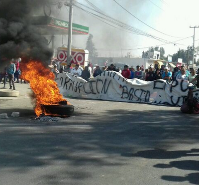 Blocage sur la route Texcoco-Lechería, Etat de Mexico