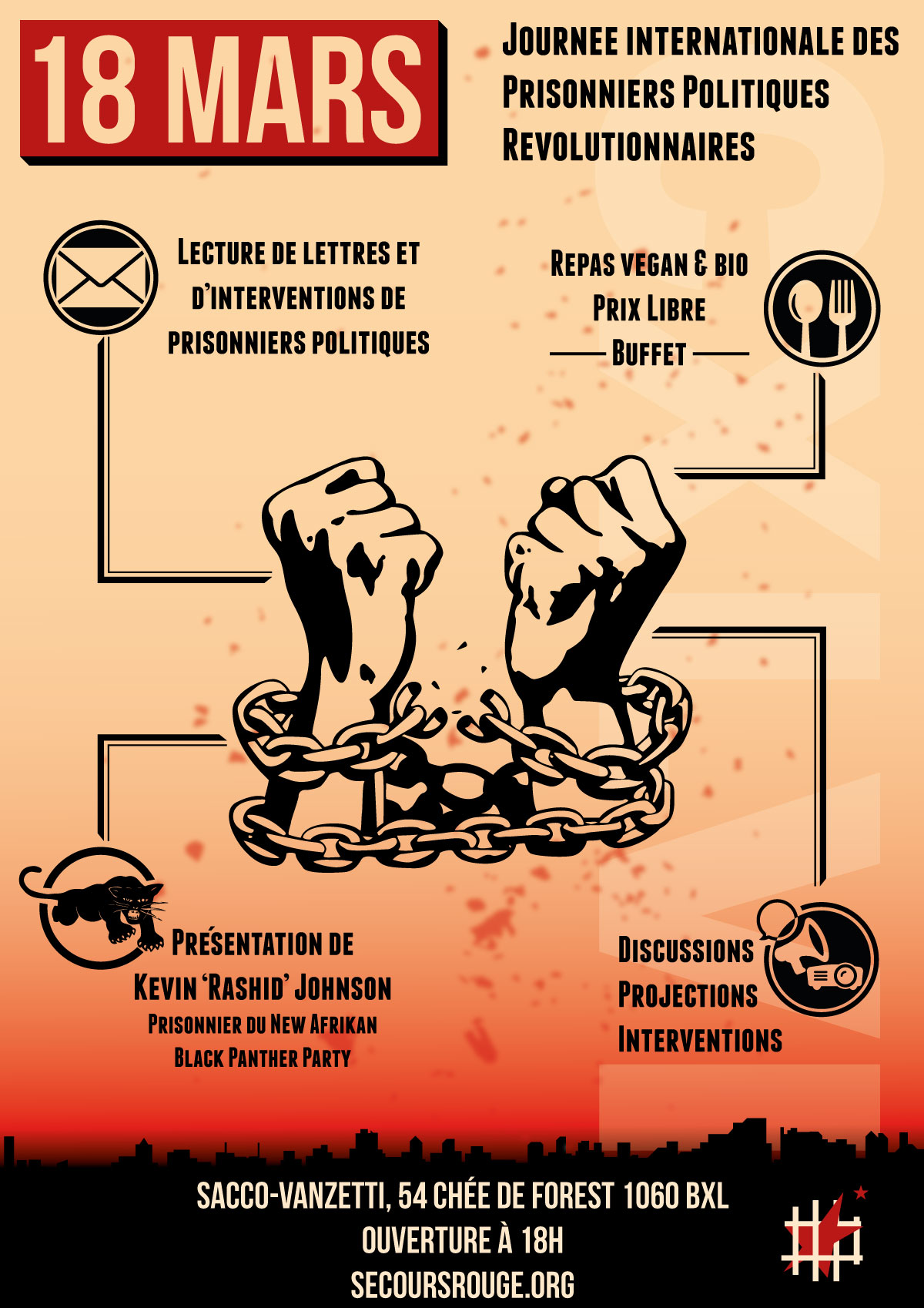 Bruxelles : Soirée de soutien aux prisonniers politiques révolutionnaires ce 18 mars