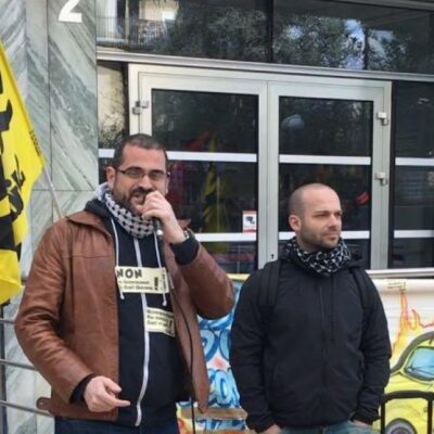 Gaël Quirante (au centre) devant la cour administrative d’appel ce mardi