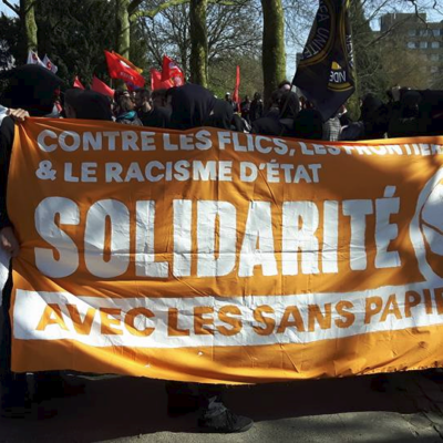 Bloc antifa à la manif du 26 mars 2017 contre le centre fermé de Vottem
