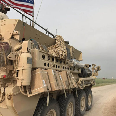 Un blindé américain sur la frontière entre turquo-syrienne.