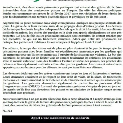 Appel de la communauté kurde de Belgique à manifester