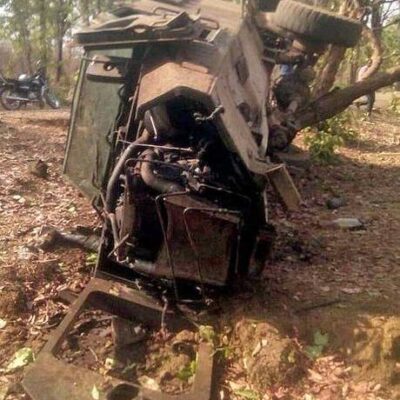 Véhicule blindé détruit par un IED