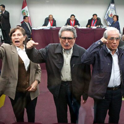 Quelques inculpés du procès en cour (le Président Gonzalo est au centre)