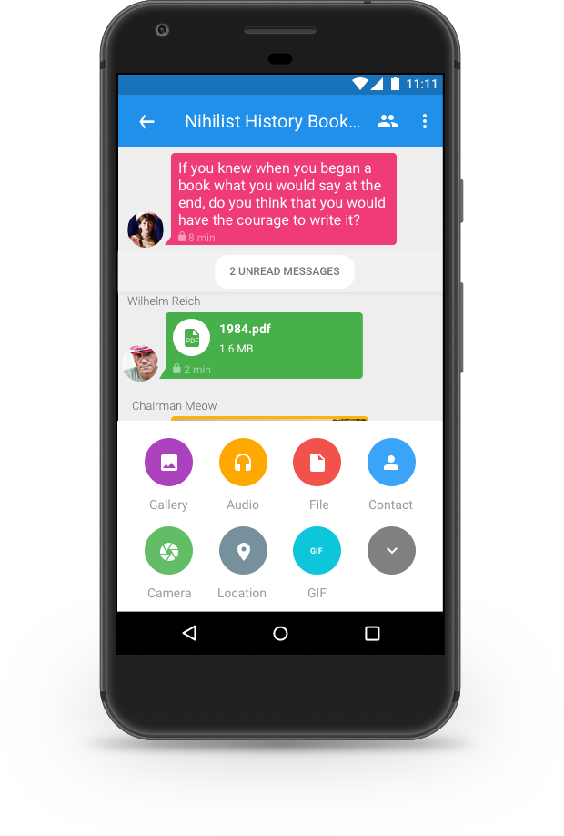 Partage de pièces-jointes sur Signal.