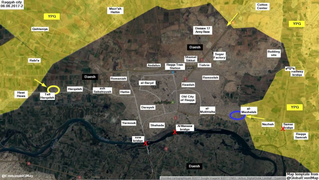 Situation à Raqqa ce 6 juin au soir.