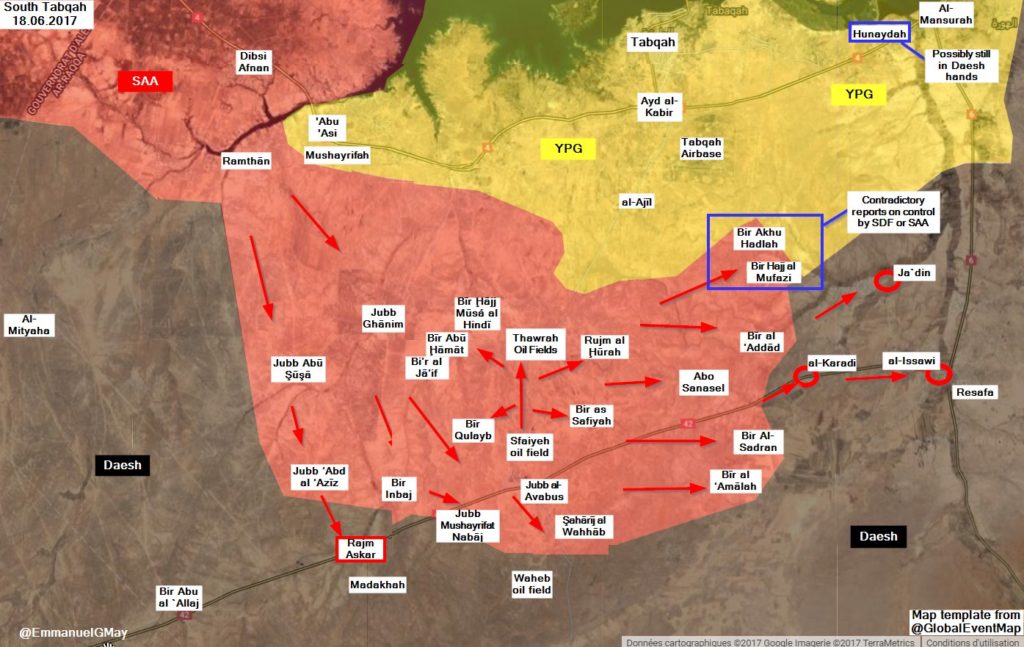 Situation au sud de Tabqa au 18 juin.