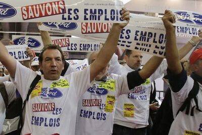 La manifestation au salon de l'auto