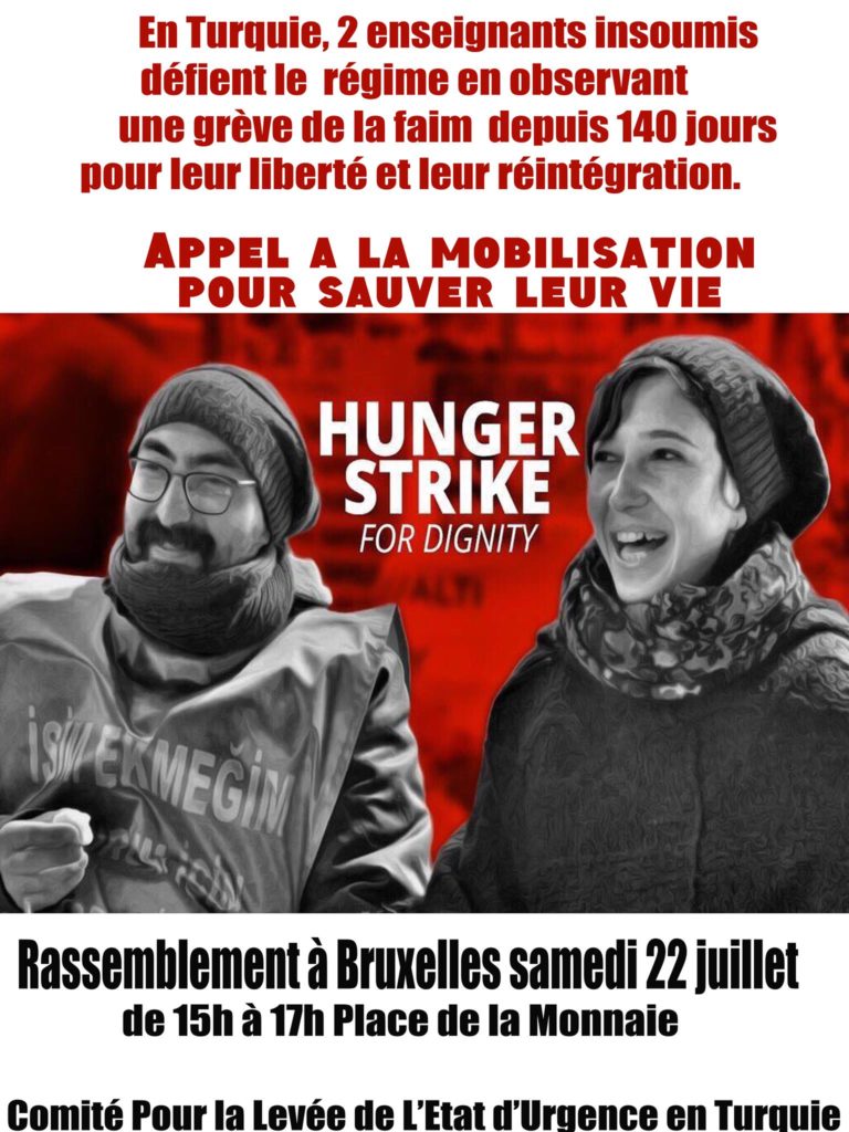 Rassemblement pour Nuriye et Semih ce 22 juillet.