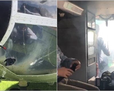 L'impact de la fusée (à gauche), son effet lors du vol (à droite)