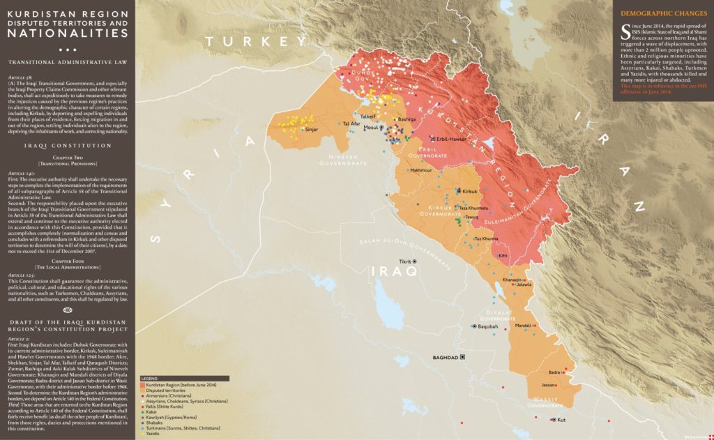 En orange, les zones disputées.