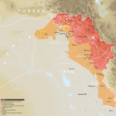 En orange, les zones disputées.