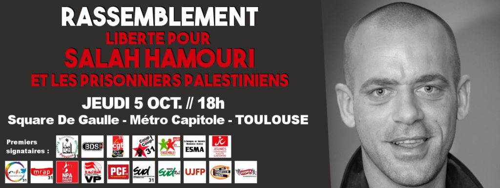 Rassemblement pour la libération de Salah Hamouri à Toulouse.