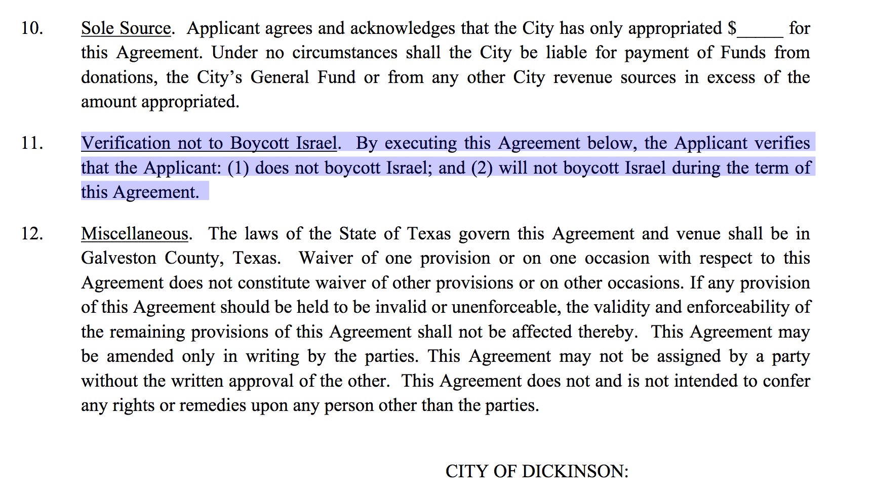 La clause en question