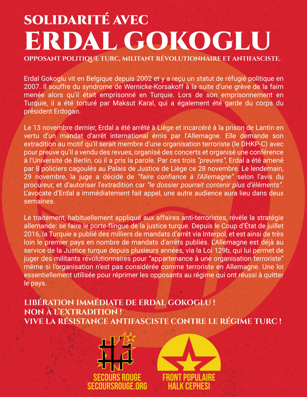 Liberté pour Erdal Gokoglu !