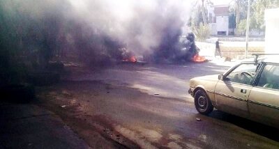 Blocage d'une route à Mdhilla