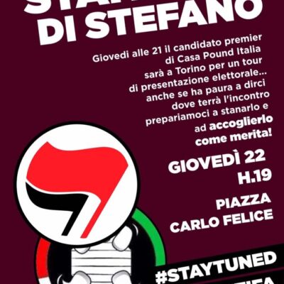 Manifestation antifa ce soir à Turin.