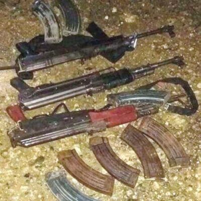 Armes récupérées par les militaires à Barangay Bunawan Brook