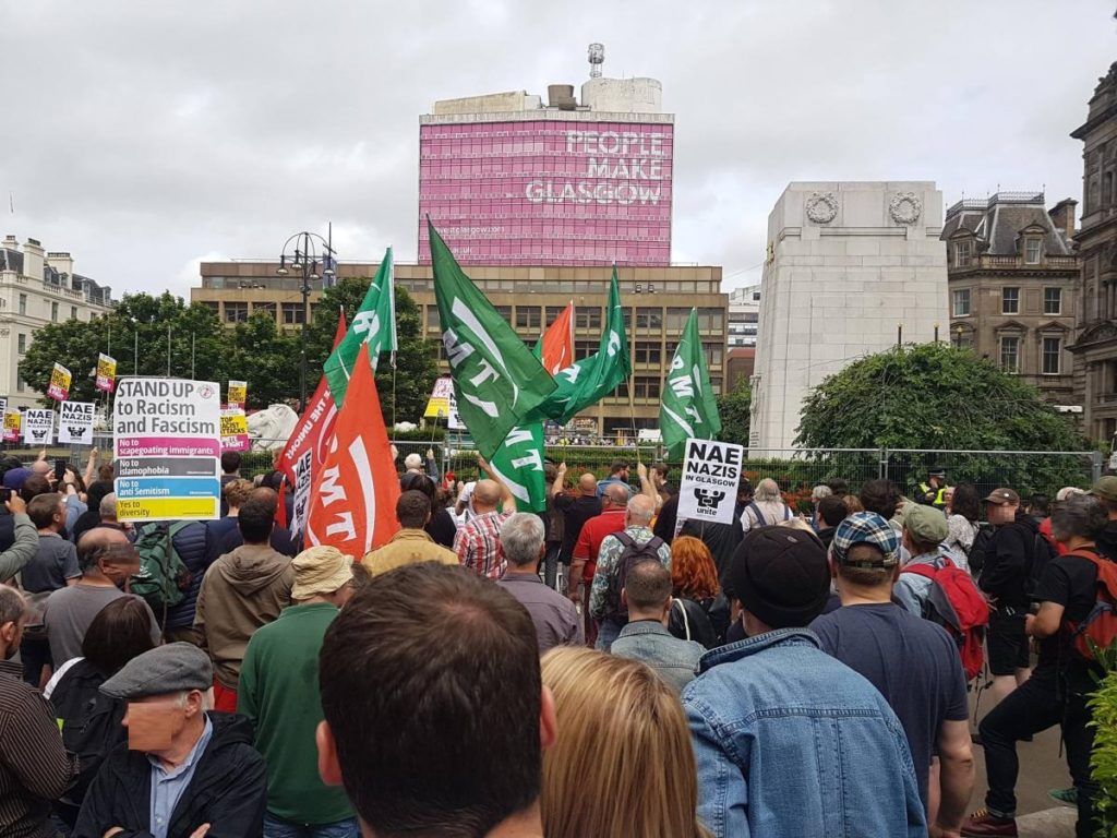 La mobilisation antifasciste à Glasgow