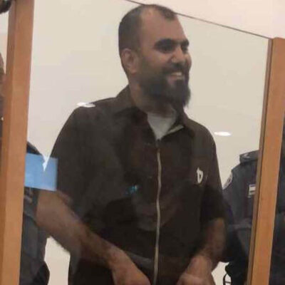 Mustapha Awad lors d'une audience dans un tribunal israélien.