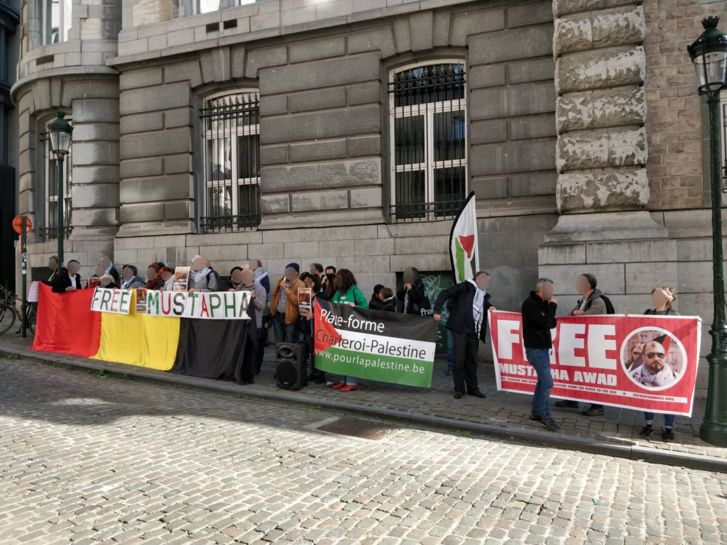 Rassemblement pour Mustapha Awad devant le Ministère des Affaires Etrangères belge.