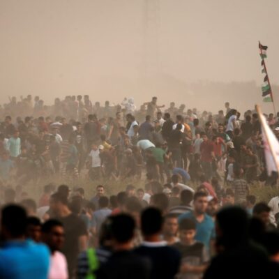 Manifestation palestinienne hier lundi à Gaza