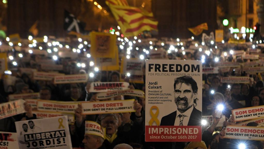 Manifestation poru les prisonniers indéopendantistes catalans (archive)