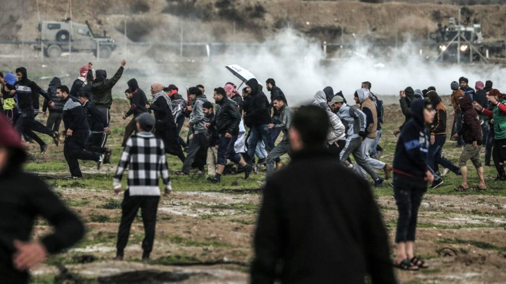 Manifestants à la frontière de Gaza