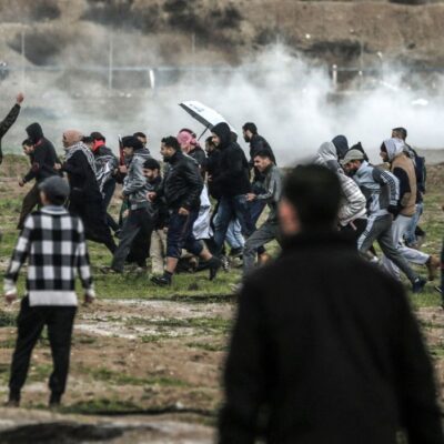 Manifestants à la frontière de Gaza