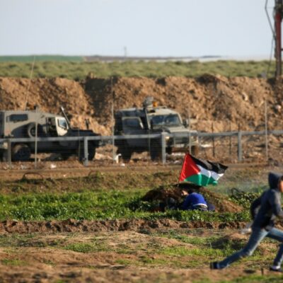 A la frontière de Gaza hier vendredi