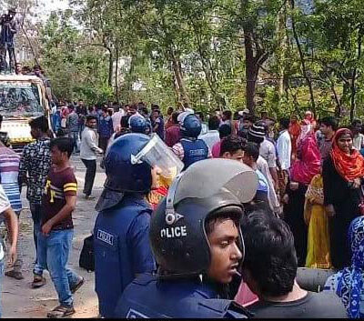 La manifestation des travailleurs de Narayanganj