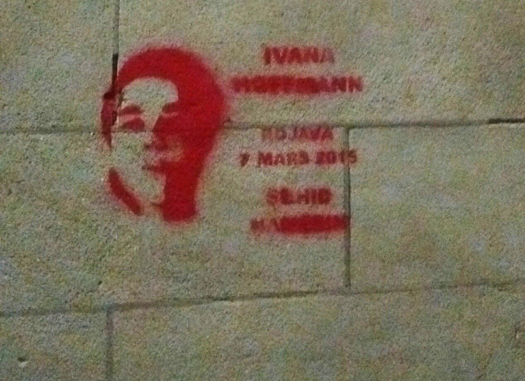 Tag à Bruxelles commémorant la mort d'Ivanna Hoffmann Tag à Bruxelles commémorant la mort d'Ivanna Hoffmann