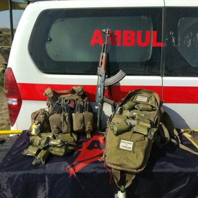 Des Celox dans l'équipement de la medic team de l'unité Tekoşîna Anarşîst (Lutte anarchiste) à Baghouz