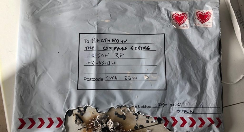 Un des colis piégés envoyés par l'IRA